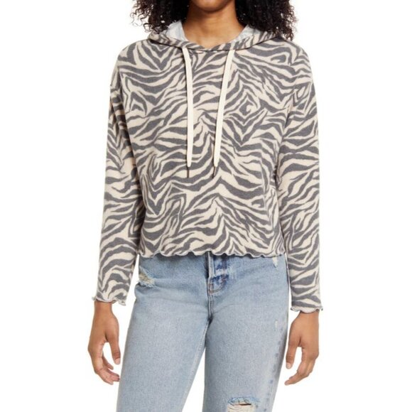 LA LA LAND CREATIVE CO Womens Multicolor Zebra Print Pullover Hoodie - Picture 1 of 5